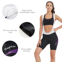 1 x RAW Customer Returns Santic cycling shorts women with suspenders bicycle bib shorts padded cycling shorts with suspenders with pockets purple EU 3XL - RRP €33.99