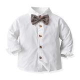 1 x RAW Customer Returns Volunboy Baby Suit Boys Suit Vest Shirt with Bow Tie for Festive Wedding Clothing Set 5pcs 9-12 Months Brown Size 70  - RRP €44.95