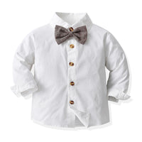 1 x RAW Customer Returns Volunboy Elegant Child Suit Shirts Bow Tie Caps Vest Trousers, Boy Clothing 5 Pieces Gentleman Wedding Ceremony 18-24 months, Brown, Size 90  - RRP €37.44