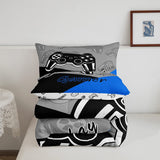 1 x RAW Customer Returns Video Game Bedding Set, Gaming Bedding Set All Seasons Gamepad Bedding Set Home Decor for Bed 230x220cm, 1 Duvet with 2 Pillowcases, Blue, Black, Gray - RRP €49.73