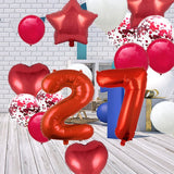 3 x Brand New 27th Birthday Balloon Decorations Red 27 Balloons Happy 27th Birthday Party Supplies Number 27 Foil Mylar Balloons Latex Balloon Gifts for Girls Boys Women Men - RRP €48.39