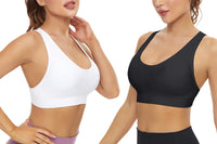 1 x RAW Customer Returns SEGRILA Sports Bras for Women, 3 Pack, Crisscross Back, Yoga Bras, Medium Support, with Removable Pads, Black and White and Grey, X-Large - RRP €26.99