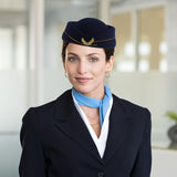 1 x RAW Customer Returns VALICLUD Women s Air Hat Hotesse Pill Box Air Hat Cosplay Accessories Size M Navy Blue  - RRP €20.4