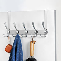 1 x RAW Customer Returns Over Door Coat Hanger, LYLIN Stainless Steel Door Hooks, Over Door Coat Rack for Kitchen Office Bathroom 15 Hooks, Silver, Door 2.1 cm  - RRP €19.4