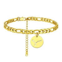 4 x Brand New PROSTEEL Women s Gold Ankle Bracelet Cancer Sign Figaro Mesh Foot Chain with Round Pendant Gold Plated Anklet - RRP €81.6