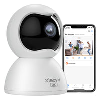 1 x RAW Customer Returns XIAOVV 3MP PTZ camera indoor surveillance, HD night vision 2.4G surveillance camera with motion detector with camera, WiFi camera indoor remote access via the app, double data protection, WiFi wireless security - RRP €32.5