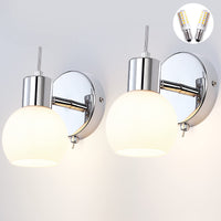 1 x RAW Customer Returns 2Pcs Glass Wall Light, Modern Bathroom Lamp Bedside Reading Light Mirror Lights Indoor Lighting Fixture For Living Room Hallway Stairs Chrome Wall Lights With Switch 5W E14 LED Bulbs Included  - RRP €50.99