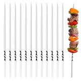 9 x Brand New Grill skewers stainless steel, 20 pieces grill skewers shashlik skewers kebab skewers grill kabob skewers stainless steel metal BBQ skewers reusable wide flat skewer sticks grill accessories 28 cm - RRP €89.64