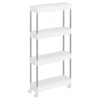 1 x RAW Customer Returns SONGMICS 4-Tier Storage Cart, Rolling Cart with Wheels, Space-Saving Kitchen Cart in Bathroom Office, 12.5 x 40 x 88 cm, Cloud White KSC08WT - RRP €23.99