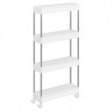 1 x RAW Customer Returns SONGMICS 4-Tier Storage Cart, Rolling Cart with Wheels, Space-Saving Kitchen Cart in Bathroom Office, 12.5 x 40 x 88 cm, Cloud White KSC08WT - RRP €23.99