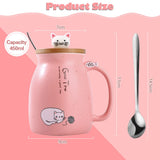 2 x RAW Customer Returns Yuragim Cat Mug, 450ml Cute Ceramic Coffee Mug with Lid Stainless Steel Spoon Sticker, Tea Cup Milk Teacup Coffee Mug Birthday Gift for Mom Women Girls Cat Lovers Mother s Day - RRP €25.98