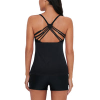 1 x RAW Customer Returns Durio Swimsuit Women s Tankini Tummy Control Swimwear Set Two-Piece with Swimming Trunks Swimsuits Push Up Black 40 Tag Size L  - RRP €35.28