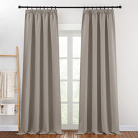 1 x RAW Customer Returns PONY DANCE Living Room Curtains Opaque Gathering Tape Set of 2 Blackout Curtains Thermal Curtain Heat Protection Over Curtains with Gathering Tape for Rails, H 245 x W 140 cm, Sand Coloured - RRP €39.38