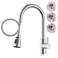 1 x RAW Customer Returns Matt black kitchen faucet with pull-out spray, DAYONE stainless steel bar taps, kitchen mixer tap with two spray functions and pull-out spray, 360 swivel single lever kitchen faucet - RRP €46.3