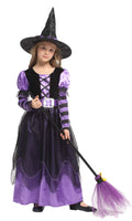 14 x Brand New Agares Children s Girls Witch Costume Halloween Carnival Costumes Purple Black Long Witch Dress with Witch Hat 120 130  - RRP €282.24