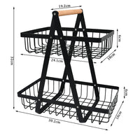 2 x RAW Customer Returns Fruit Stand 2-Tier Fruit Basket, Fruit Bowl Holder Metal Fruit Baskets Fruit Bowl Vegetable Shelf, Removable Fruit Holder Storage for Kitchen, Fruit Vegetable Bread Snacks Basket for Kitchen Office - RRP €35.08