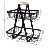 2 x RAW Customer Returns Fruit Stand 2-Tier Fruit Basket, Fruit Bowl Holder Metal Fruit Baskets Fruit Bowl Vegetable Shelf, Removable Fruit Holder Storage for Kitchen, Fruit Vegetable Bread Snacks Basket for Kitchen Office - RRP €35.08