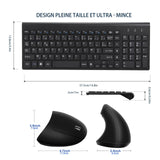 1 x RAW Customer Returns 2.4GHz Wireless Vertical Ergonomic Mouse and Keyboard Combo Slim Portable Size for PC Desktop Laptop Tablet Mac - RRP €20.4