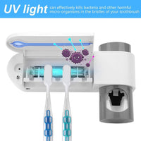 1 x RAW Customer Returns UV Toothbrush Toothbrush Wall Mounted Toothpaste Dispenser Toothpaste Holder Cleaner Sanitizer White  - RRP €22.1