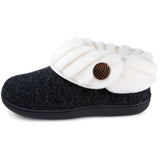 4 x Brand New Wishcotton women cute cozy fluffy felt memory foam slippers indoor outdoor non-slip rubber sole slippers, black, 41EU - RRP €79.52