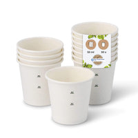 1 x RAW Customer Returns BIOZOYG organic paper cups I disposable tableware drinking cups paper cups compostable and biodegradable cups I white, unprinted, environmentally friendly coffee cups 50 pieces 50ml 2oz - RRP €11.9