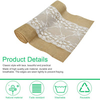 13 x Brand New DURANTEY Burlap Table Runner Jute Table Runner Lace Table Runner 30 cm x 275 cm Burlap Table Runner and Retro Lace with Mr Mrs Ornament Decorations for Parties Weddings - RRP €265.2