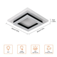 1 x RAW Customer Returns Comely LED ceiling light, modern geometric ceiling lamp LED warm white square 24W 2350LM, white acrylic LED ceiling lighting made of metal for bedroom, hallway, kitchen, dining room - RRP €33.26