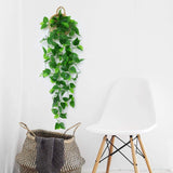 1 x RAW Customer Returns ANZOME Artificial Hanging Plants with Wooden Basket, 107cm in Pots for Office Kitchen Garden Party Wall Decoration Ivy  - RRP €19.99