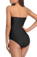 1 x RAW Customer Returns Smismivo Strapless One-Piece Women s Swimsuit with Bandeau Retro Tummy Control Swimming Suit for Women Vintage Ruched One-Piece Swimwear Swimsuit Black M - RRP €36.99