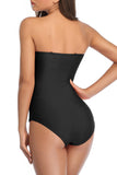 1 x RAW Customer Returns Smismivo Strapless One-Piece Women s Swimsuit with Bandeau Retro Tummy Control Swimming Suit for Women Vintage Ruched One-Piece Swimwear Swimsuit Black M - RRP €36.99