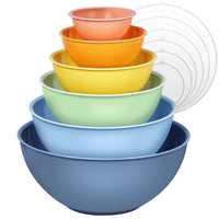 1 x RAW Customer Returns Greentainer salad bowl set with lid, 12-piece plastic mixing bowl, stackable mixing bowls with lids for the kitchen, large bowl set, serving bowls ideal for mixing and serving - RRP €30.24