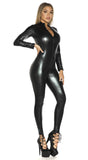 1 x RAW Customer Returns FEOYA Women s Cat Costume Jumpsuit Catwoman Costume Sexy Overall Costume Wetlook Body Leather Bodysuit - RRP €34.27