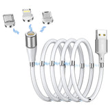 1 x RAW Customer Returns AICSimpease magnetic adsorption cable, data cable organizer, 360 degree magnetic charging cable white for IOS, Micro USB Type C Samsung Huawei Xiaomi More - RRP €15.99