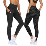 1 x RAW Customer Returns DDOBB Pack of 2 Sports Leggings Women High Waist Sports Leggings Women Long With Pockets Gym Leggings Opaque Black Sports Pants Elastic Tummy Control Yoga Pants Fitness Running Pants Black Black Print, SM  - RRP €31.25