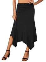 1 x RAW Customer Returns DJT Women s Elastic Waist Solid Color Flared A-Line Pleated Skirt, XXL, Black - RRP €31.25