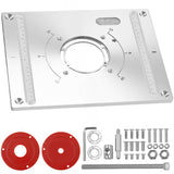 1 x RAW Customer Returns Router insert plate, aluminum router table insert plate with lifting function router table insert plate router insert plate with 2 rings for woodworking 300 x 235 x 9.5mm - RRP €33.44