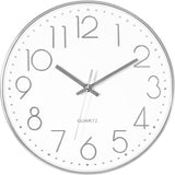 1 x RAW Customer Returns Foxtop Wall Clock Modern Without Ticking Noise Silent Silver Large Numbers Clock for Kitchen Living Room Bathroom Bedroom 30 cm - RRP €18.99