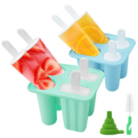 1 x RAW Customer Returns Philorn Ice Cream Molds Silicone, Ice Cream Molds ICE Lolly Silicone Popsicle Molds BPA With 8 Sticks Food Grade Ice Cream Molds with Reusable Cleaning Brush and Folding Funnel Pink Blue  - RRP €12.1