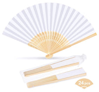 1 x RAW Customer Returns ABSOFINE Pack of 24 hand fans, white paper fans, wedding fans, foldable pocket fans, folding fans, guest gift for wedding, party, birthday, DIY and wall decoration - RRP €23.18