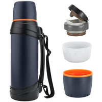 1 x RAW Customer Returns Olerd Thermos Flask 2.5L, Insulated Jug, Stainless Steel Drinking Bottle, Insulated Flask with 2 Drinking Cups, Double Wall Insulated Camping Water Bottle, 24 Hour Hot Cold Dark Blue  - RRP €35.99