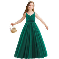 1 x RAW Customer Returns NNJXD Flower Girl Wedding Pageant Dress Tulle Formal Long Princess Dress 785 Green Size 170 14-15Years - RRP €32.26