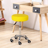 1 x RAW Customer Returns KKTONER Round Swivel Stool with Wheels Used in Home Hair Salon Work Chair Padded with Wheels Leather Upholstered Office Stool with 360 Swivel Wheel Yellow  - RRP €45.37