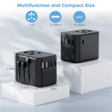 1 x RAW Customer Returns TESSAN Travel Adapter Worldwide, Universal Travel Adapter with 2 USB and 3 USB C, Black International Socket Adapter, Travel Plug Adapter Worldwide for Germany USA England Thailand Italy - RRP €28.99