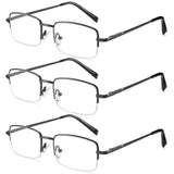 1 x Brand New VVDQELLA reading glasses metal frame men women reading glasses computer 3.00x 3 black fashion reading glasses with blue light filter spring hinge - RRP €60.0