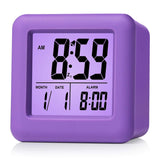 1 x RAW Customer Returns Plumeet Digital Travel Alarm Clock, Easy to Set, with Snooze Mode, Soft Night Light, Large Time, Month, Date and Alarm Display, Rising Sound Alarm Purple  - RRP €18.41