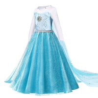 1 x RAW Customer Returns URAQT ELSA costume for children and girls, 6-piece set ELSA children s princess dress with crown, tiara, gloves, magic wand, etc. for Christmas, fancy dress, carnival, Halloween, role play 150  - RRP €20.72