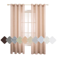 1 x Brand New MIULEE Set of 2 Voile Curtains Sheer Linen Curtain with Eyelets Transparent Linen Look Curtain Eyelet Curtain Living Room Window Curtain Translucent Decorative Curtain Bedroom 140 x 290 cm W x H Peach - RRP €38.3