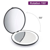 1 x RAW Customer Returns wobsion Travel Makeup Mirror LED Lighted 1x 10x Magnification Compact Mirror Portable for Handbag Pocket Folding Mirror Illuminated 9cm Portable Mirror Two Sided Round Black - RRP €20.4