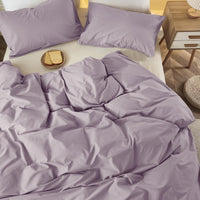 1 x RAW Customer Returns Menkala bed linen 140x200 purple lilac plain microfiber duvet cover 2 pieces violet plain colors soft non-iron single bed duvet cover and pillowcase 70x90 cm with zipper - RRP €27.22