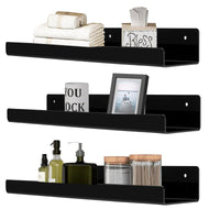 1 x RAW Customer Returns HASA zone 3 pieces Acrylic Wall Shelf, 30cm bathroom shelves without drilling, bedroom, living room, kitchen, room decoration, black - RRP €19.61